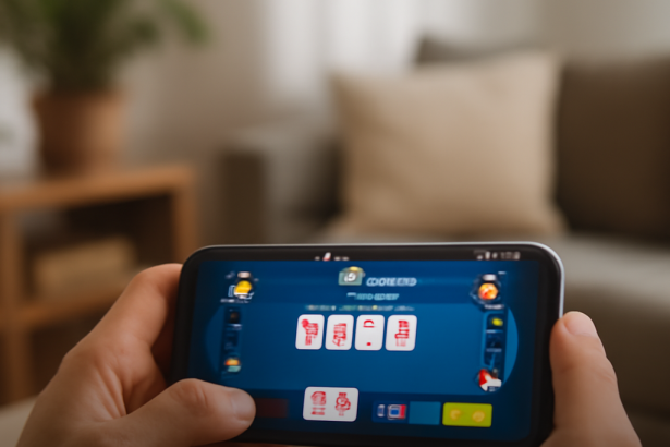Pemain menggunakan aplikasi P2Play Jackpot di smartphone.